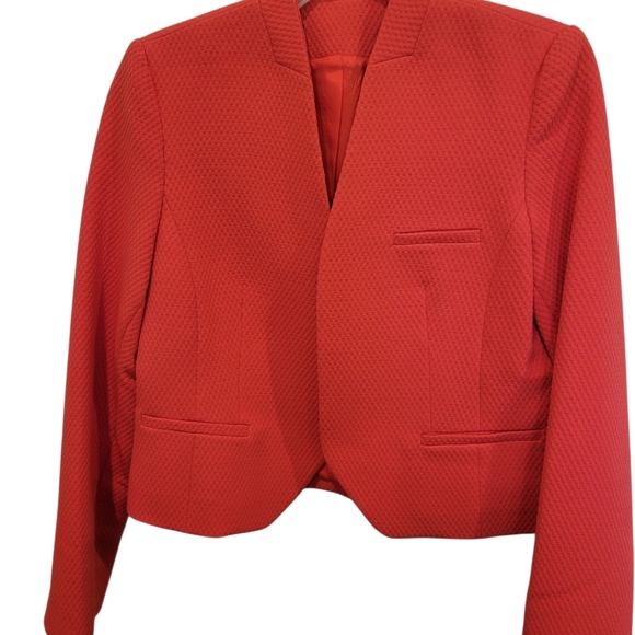 Retro Bright Orange Basketweave Cropped Jacket NWOT size 8 - Picture 11 of 13